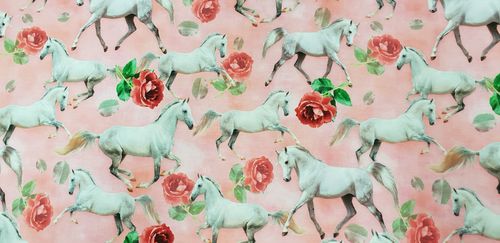 Digitale print Horses in pink