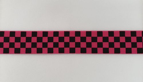 Taille elastiek breed 52 geblokt Hard roze zwart