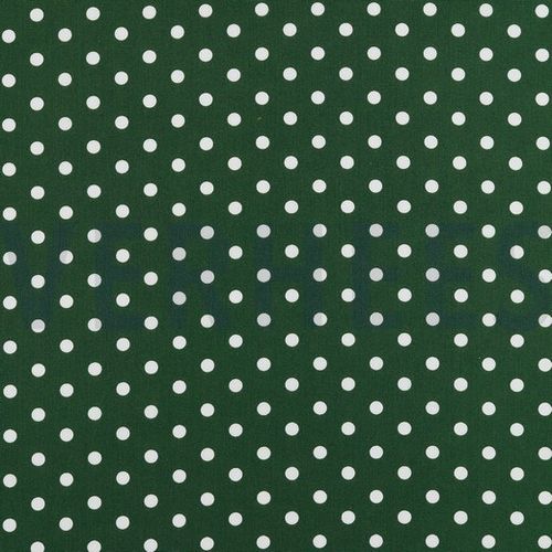 Cotton 21 Poplin print Dots Dark green