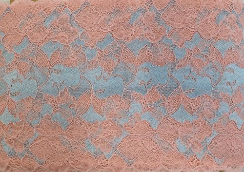 New Stretch lace Salmon/Baby blue