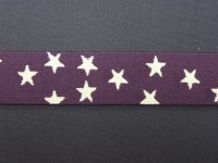 taille-elastiek-2,5-cm-breed-donker-paars-met-ster